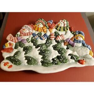 Snowman Ceramic Holiday Platter